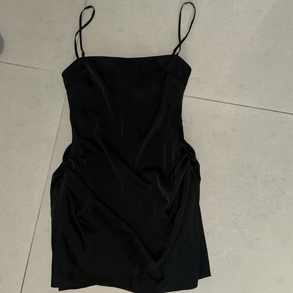 Oh Polly Black Satin Dress